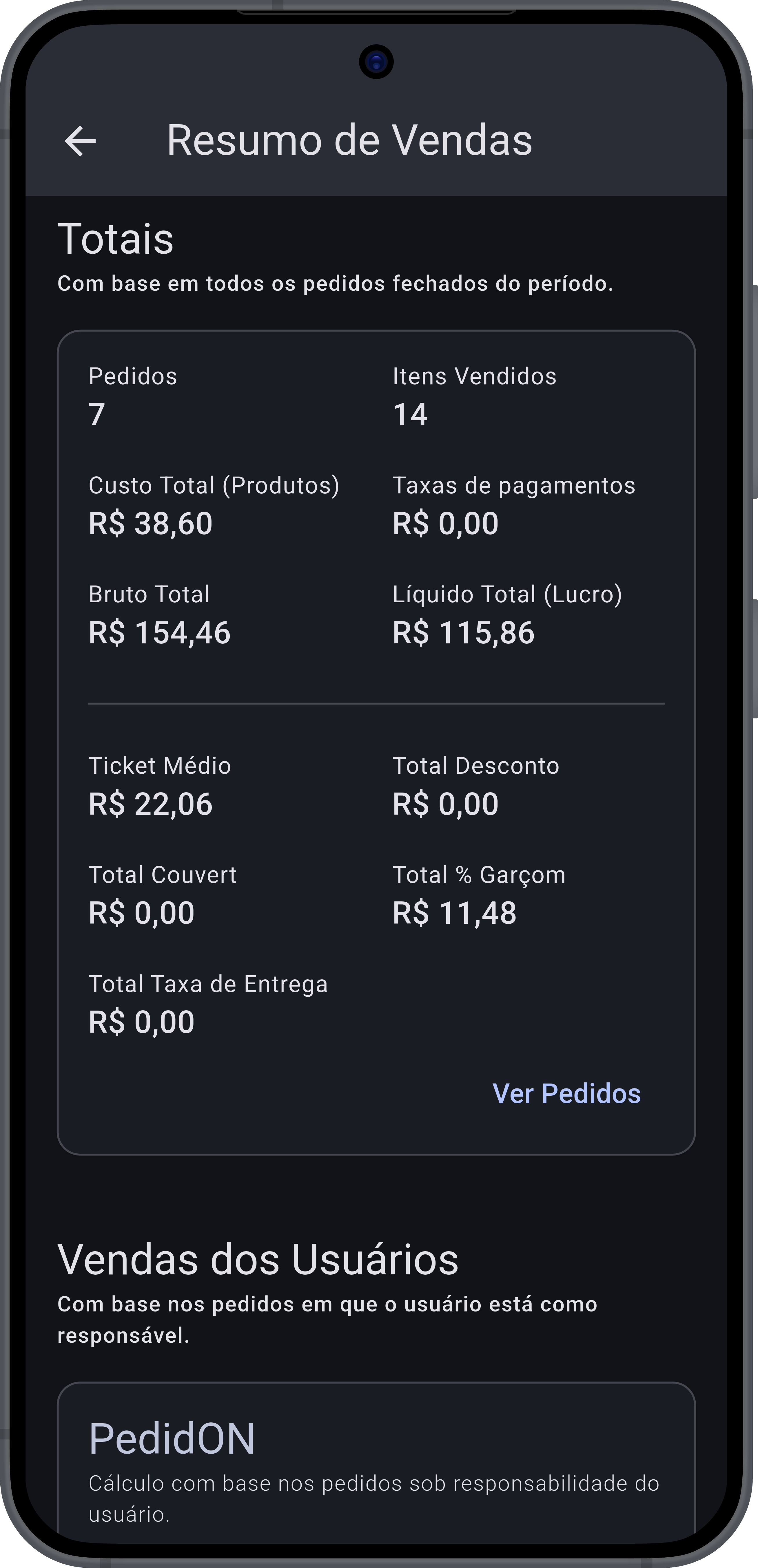 Demonstração do PedidON
